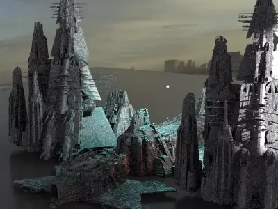 Sci Fi Research base Towers Grand 3D model