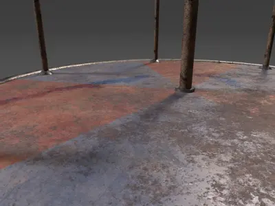 Soviet Oldschool Merry Go Round Low-poly 3D model