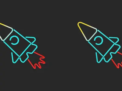 Neon Rocket p3 decoration  Low-poly 3D model