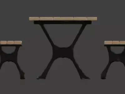 Weathered Urban Picnic Table 3D Model Low-poly 3D model