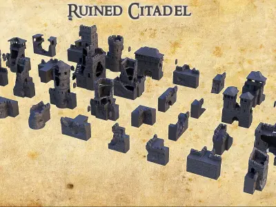 Modular Ruined Citadel Tabletop Terrain 28 MM 3D print model
