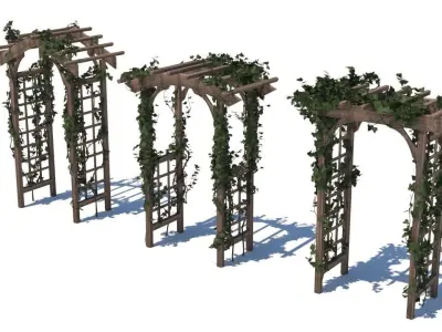 pergola shade sails Low-poly 3D model