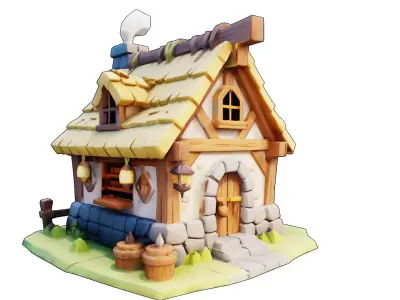 Stylized  Medieval Fantasy House -  EM-17 3D model