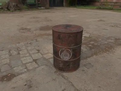 Rusty Barrel Oil Style Low-poly 3D model