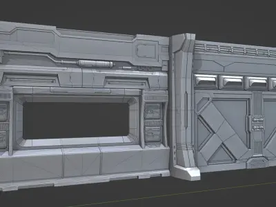 Sci-Fi panels kit Low-poly 3D model