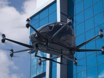  Futuristic Hovercraft-Style Air Vehicle Black Simplified 