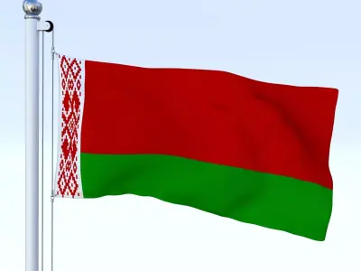 Animated Belarus Flag Low-poly 3D model