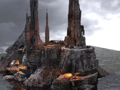 Snow fortress Mountain facility 3D model