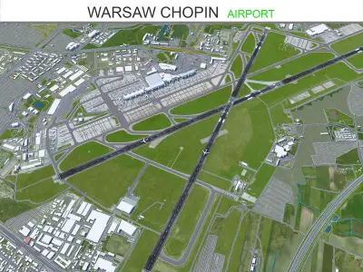 Warsaw Chopin Airport 10km Low-poly 3D model