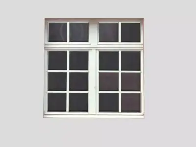 low poly window 6 with four panes of glass Low-poly 3D model