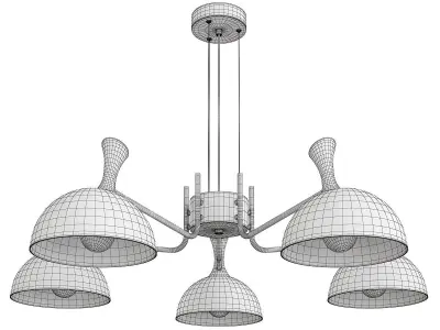AMANDA five light chandelier with gold and glass shades Low-poly 3D model