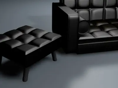 Room interior furniture items sofa chair and table with lights 3D model