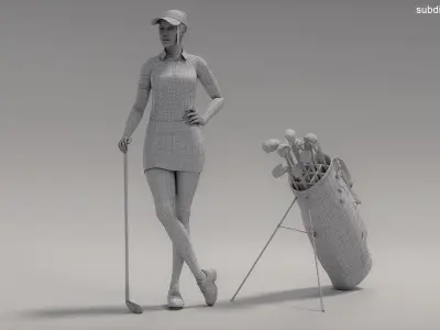  White Female Golf Player Animated HQ Editorial License 