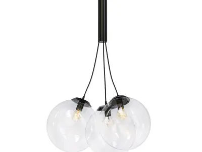 MANDALAY chandelier with three glass globes hanging from it 3D model