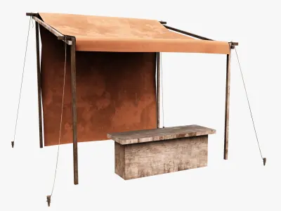 Market Stall Cotton Low-poly 3D model