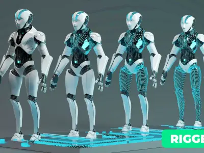Futuristic Humanoid Robot V2 Low-poly 3D model