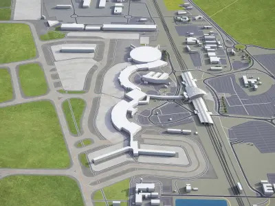 Lyon - Saint Exupery Airport - LYS Low-poly 3D model