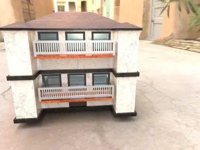 House 3d two story with balconies Low-poly 3D model