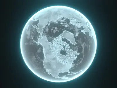 Silver Hologram Planet Earth Hologram Sci-Fi 3D Model Low-poly 3D model