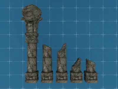 Ancient Stone Ruins Columns Modular Asset Pack Low-poly 3D model