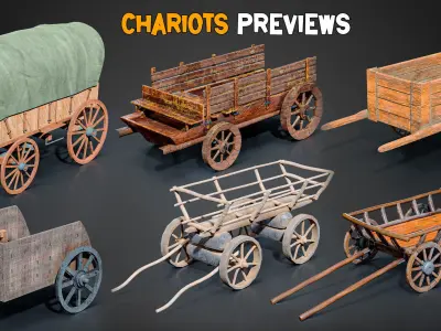 30 Chariots 3D Models and 4K Textures 3D model