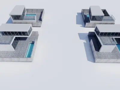3D MODEL - Modern city Houses Low-poly 3D model