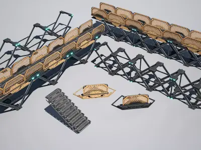 Cyberpunk   Structure Foundation- sci fi  Collection Low-poly 3D model