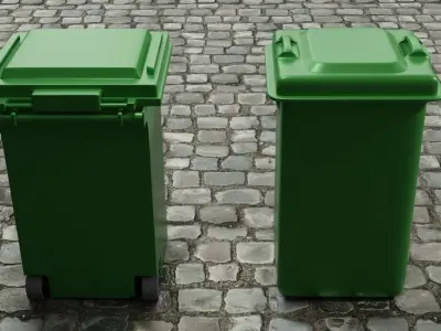 2 trash cans  3D model