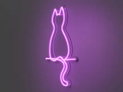 Front Cat - Neon Sign 3D model