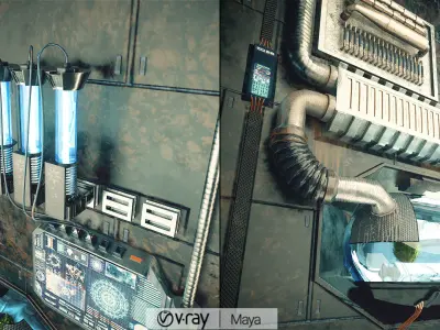 Sci Fi Corridor Lab Low-poly 3D model