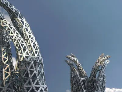 Glass pyramid Elite Tower Complex kitbash 3D model