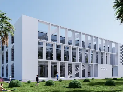 gallery building Low-poly 3D model