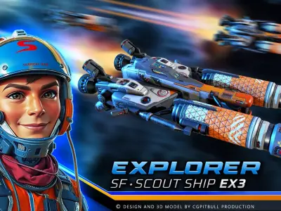 SF Scoup Ship - EX3 Low-poly 3D model