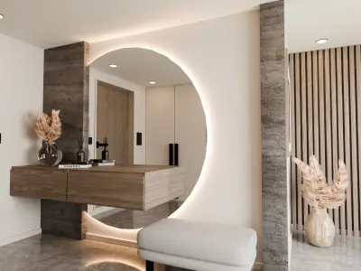 Modern  elegant minimalist entryway architectural visualization 3D model