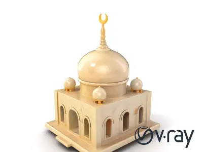 Stylized Mosque Crescent Dome model pack Low-poly 3D model