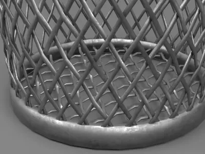 Metal trash can set 3D model