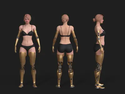 Cyber Girl R35 Pack Low-poly 3D model