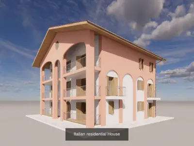 Traditional houses with roof tiles collection 3D Model Pack