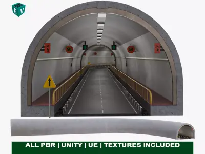 Subway Road Tunnel 03 All PBR Unity UE Textures Included Low-poly 3D model