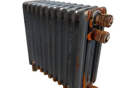 Vintage Rusty Cast Iron Radiator Low-poly 3D model
