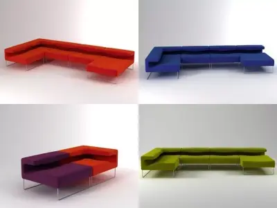 Lowseat four different colored sofas 3D model