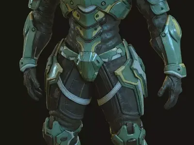 Futuristic Soldier Combat Suit Low-poly 3D model