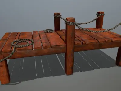 Wood and Rope Low-poly 3D model