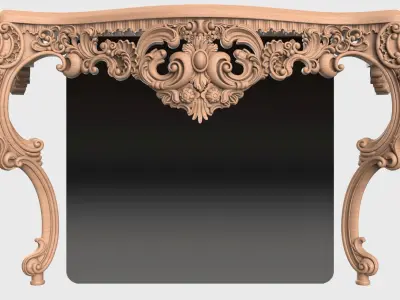 Carved console 2 leg table for CNC 03 3D model