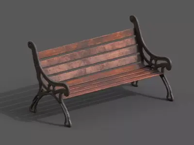 Old Street Bench Low-poly 3D model