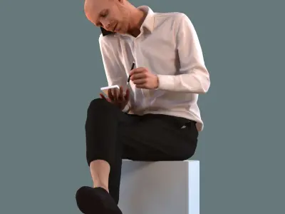 Set of 3D men talking on the phone 3D model
