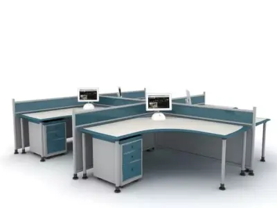 Ergonomic Wood Office Desk 3D model