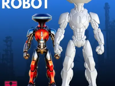 UFO Head Robot STL Futuristic Standing 3D 3D print model