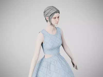 Dress 32 Light Blue Low-poly 3D model