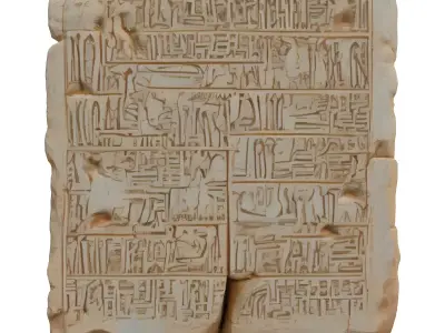 Ancient Egyptian Stone Tablet Hieroglyphs Low-poly 3D model